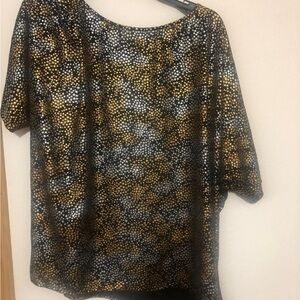 Michael Kors Black and Gold Dotted Blouse size large